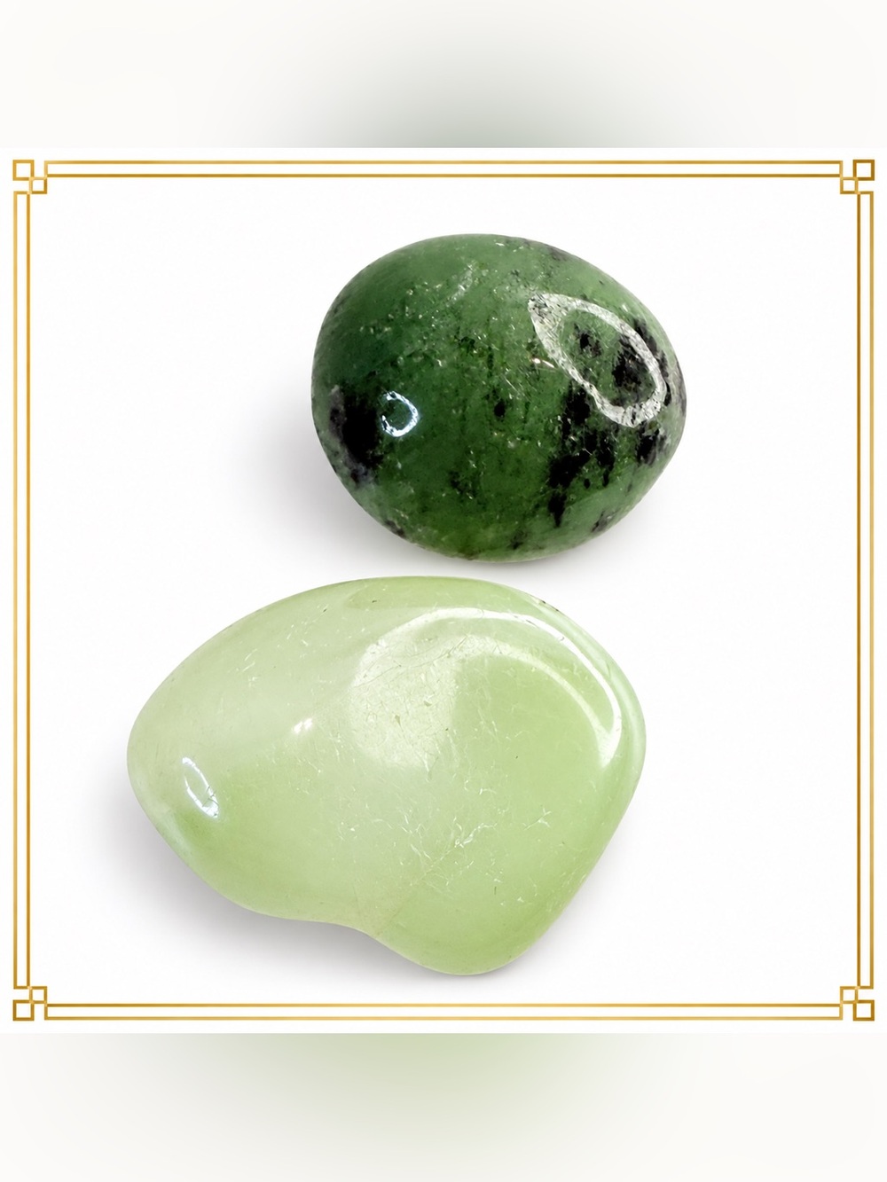Set of Natural Stones Nephrite Jade & Serpentine Polished Stone Duo